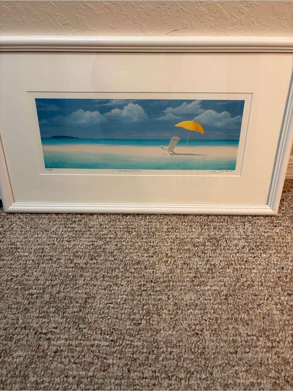 Beach Scene Print with Yellow Umbrella